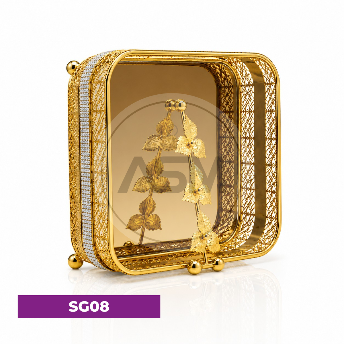Qızılı Güzgülü Salfet Qabı Model 8