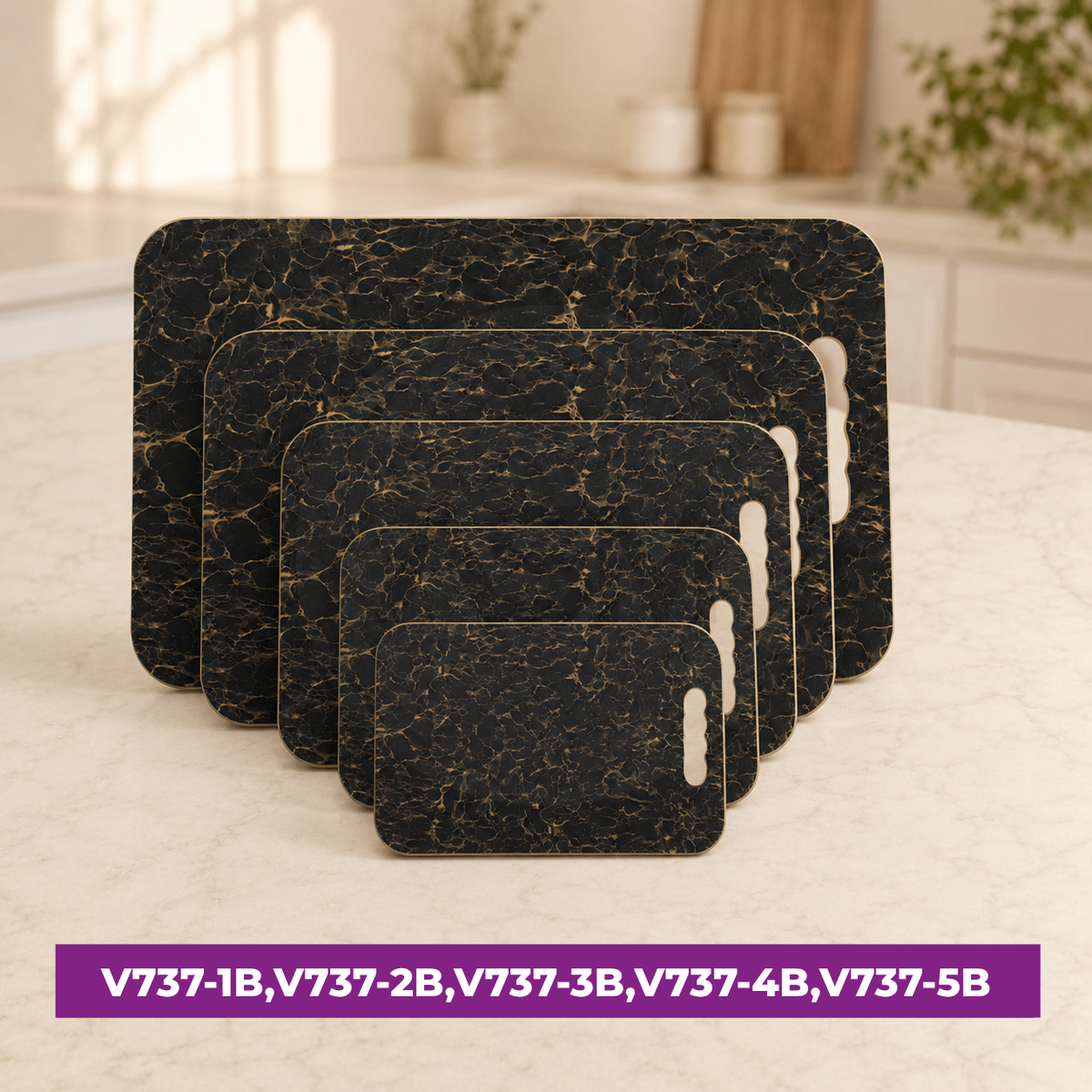 Doğrama Lövhəsi 737 Model Qara Mərmər 28x38