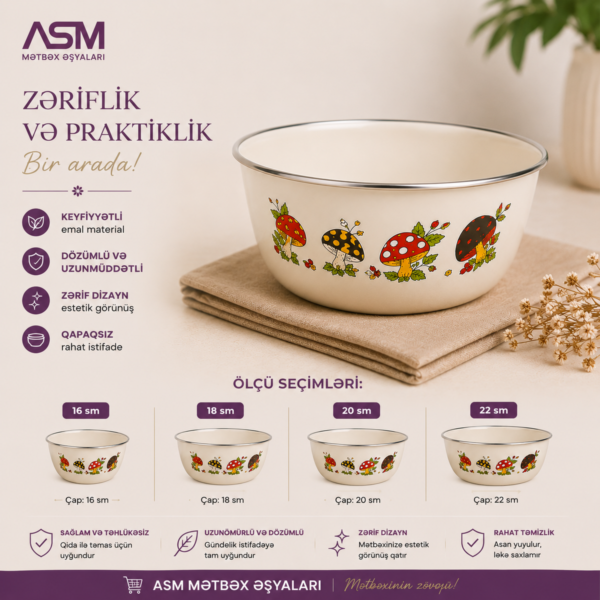 16 cm Emal Saxlama Qabı