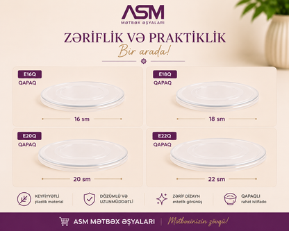 22 cm Emal Saxlama Qabı üçün Plastik Qapaq