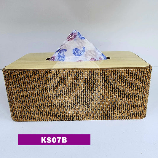 Həsirli Salfet Qabı Tünd Rəng Kvadrat