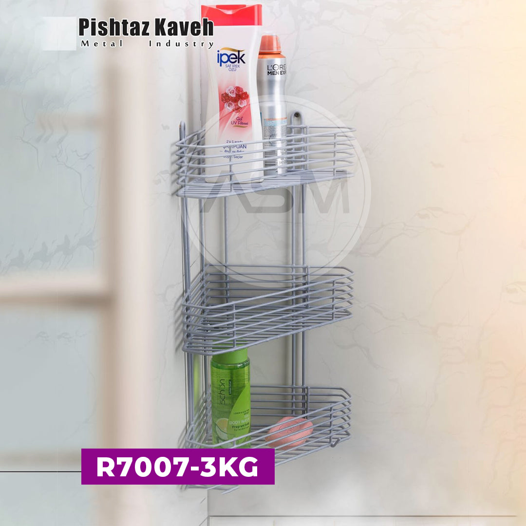 Künc Rəfi Uc Mərtəbə Kvadrat Boz 432