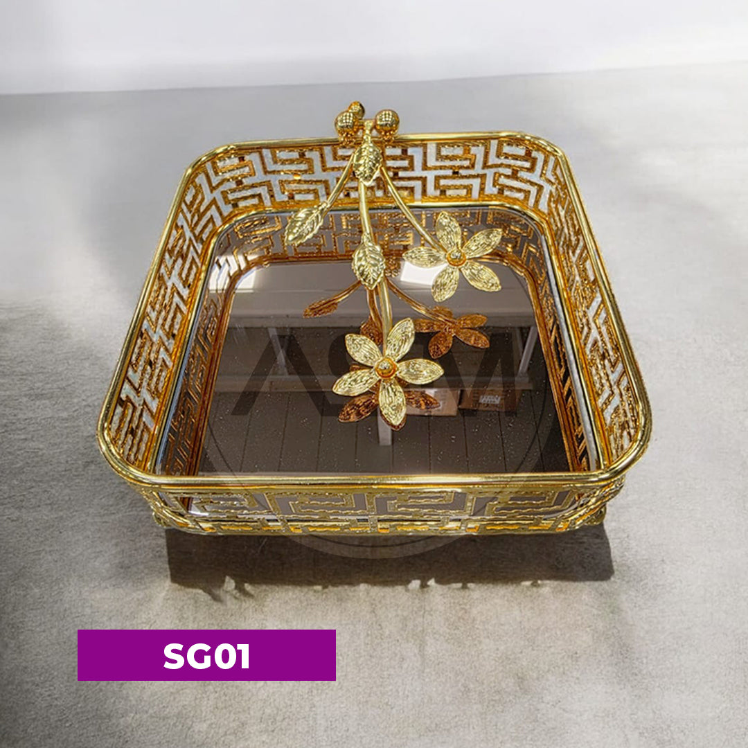 Qızılı Güzgülü Salfet Qabı Model 1