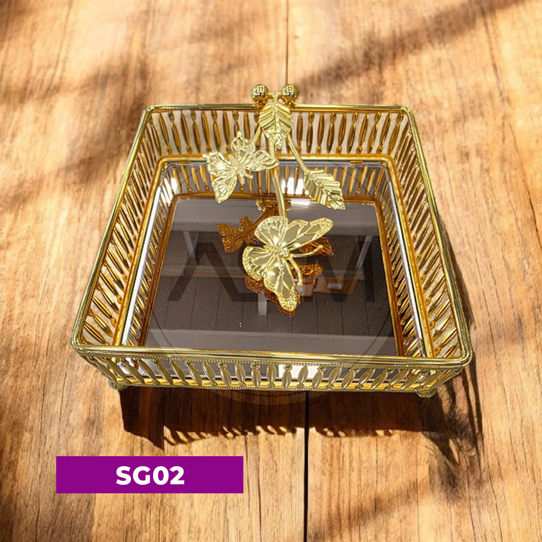 Qızılı Güzgülü Salfet Qabı Model 2