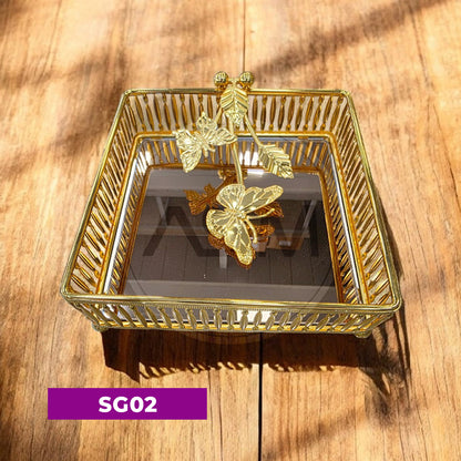 Qızılı Güzgülü Salfet Qabı Model 2