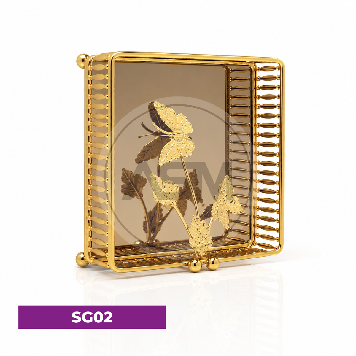 Qızılı Güzgülü Salfet Qabı Model 2