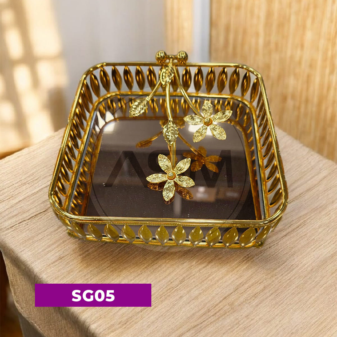 Qızılı Güzgülü Salfet Qabı Model 5