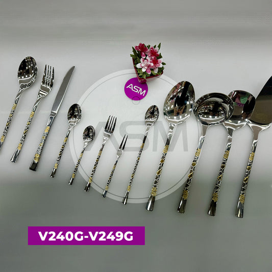 Kvadrat Qızılı İşləməli Xörək Qaşığı