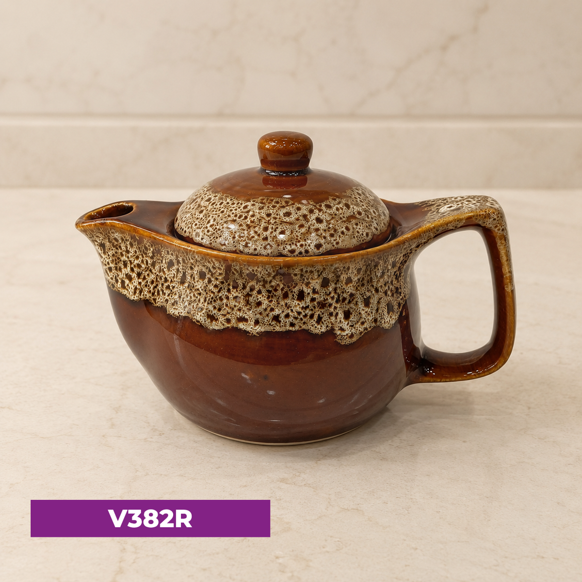 Keramik Çaynik. 0,5 L Həsir Qulplu Qəhvəyi
