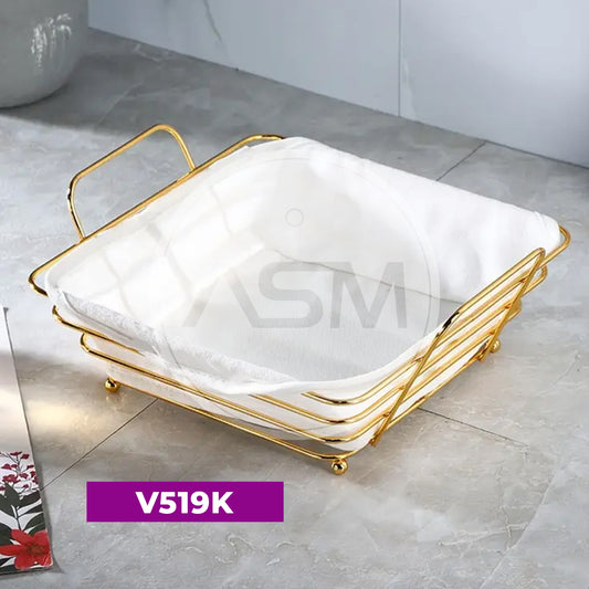 Qızılı Dəmir Çörək Qabı Parça Qulplu Kvadrat