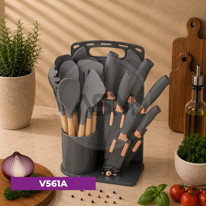Silikon Qaşıq – Bıçaq Dəsti 19-luq 1 Qablı
