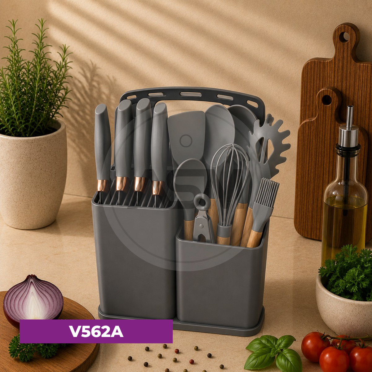 Silikon Qaşıq – Bıçaq Dəsti 19-luq 2 Qablı