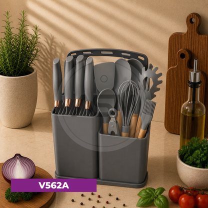 Silikon Qaşıq – Bıçaq Dəsti 19-luq 2 Qablı