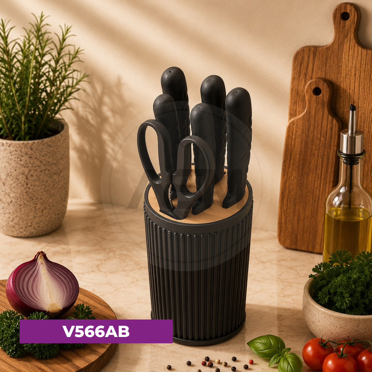 Bıçaq Dəsti 7-li Plastik Dairə Romb Qara